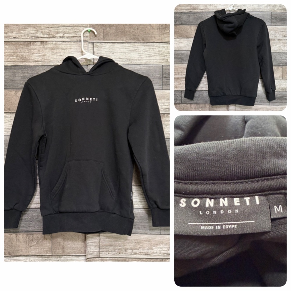 Sonneti London Fleece Pullover Hoodie Sweatshirt Youth M Black